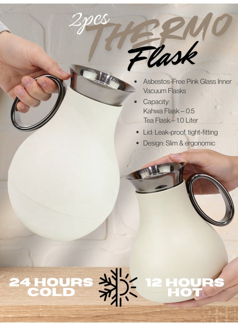 Raz طقم ترمس قهوة وشاي عربي – ترمس فاخر ناعم الملمس بحافة من الفولاذ المقاوم للصدأ للقهوة والشاي - Image 2